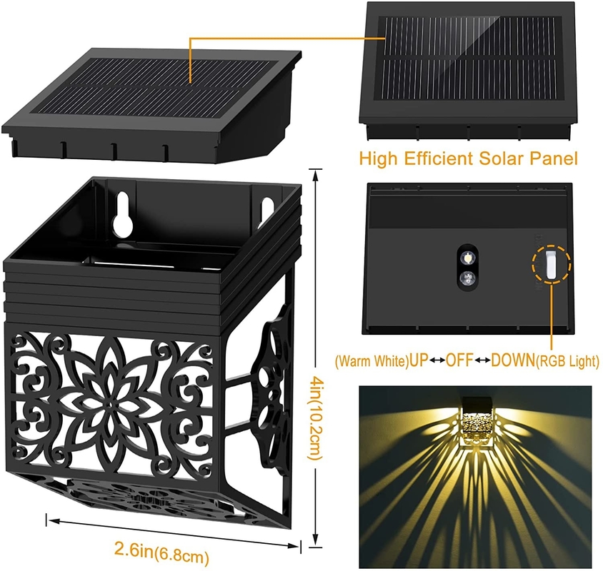 Van de Muurlichten IP65 van het bloempatroon de Zonne Geleide Openlucht Decoratieve Omheining Lamp For Garden