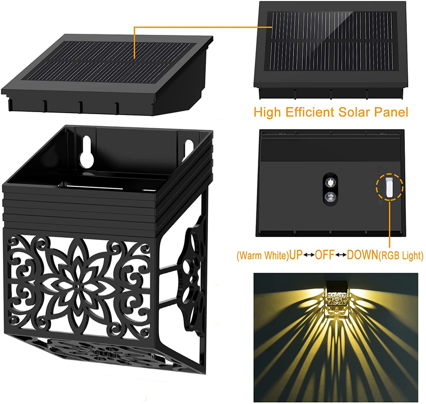 Buiten waterdicht zonne-tuin hek licht Meerdere kleuren Zonne-LED-poort pilaar licht voor tuin