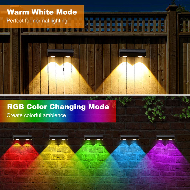 Monokristallijn silicium zonnewandlamp met RGB LED ABA PC Shell IP65 waterdicht niveau