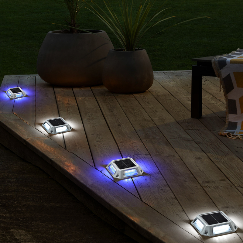 LED Solar Dock Light Aluminium 20 lumens IP68 waterdicht 4-pakket met schroefinstallatie