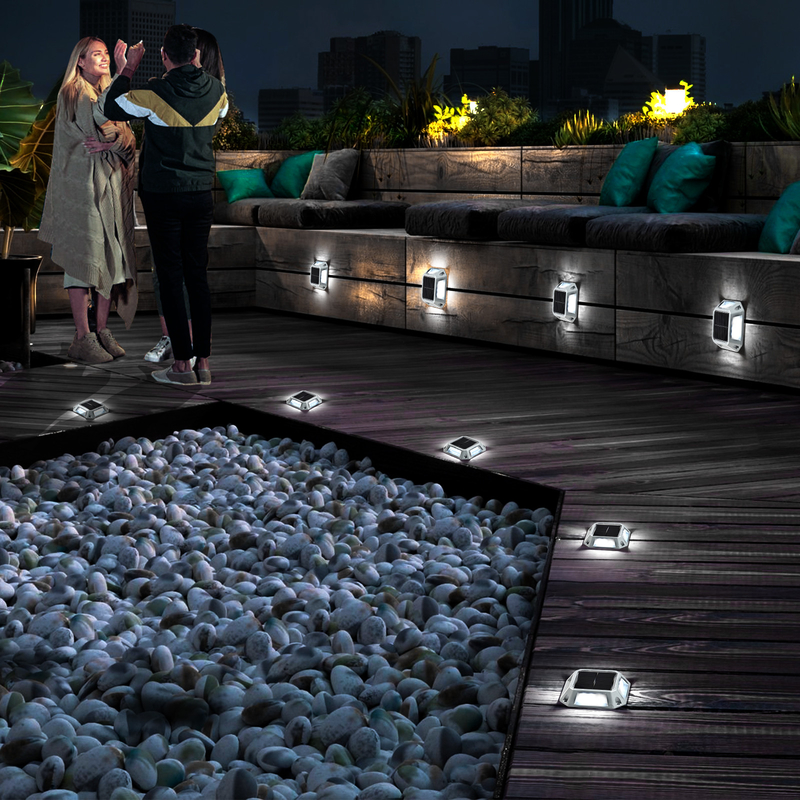 LED Solar Dock Light Aluminium 20 lumens IP68 waterdicht 4-pakket met schroefinstallatie