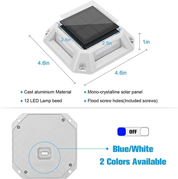 LED Solar Dock Light Aluminium 20 lumens IP68 waterdicht 4-pakket met schroefinstallatie