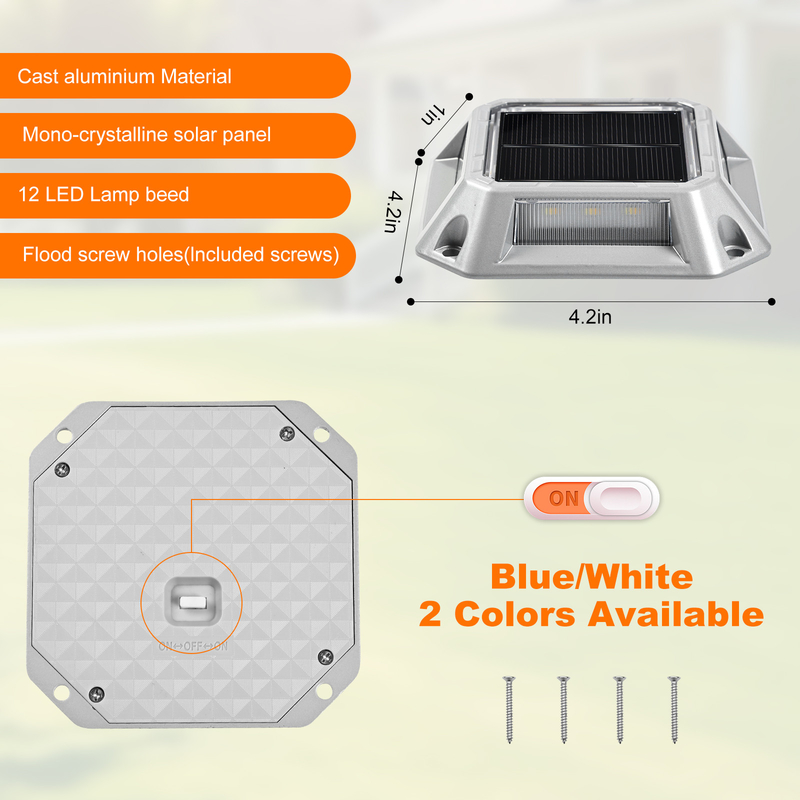 IP68 waterdicht 20 lumens zonne-docklamp zonne-led lichtstel van 4 voor maritieme dokgrens