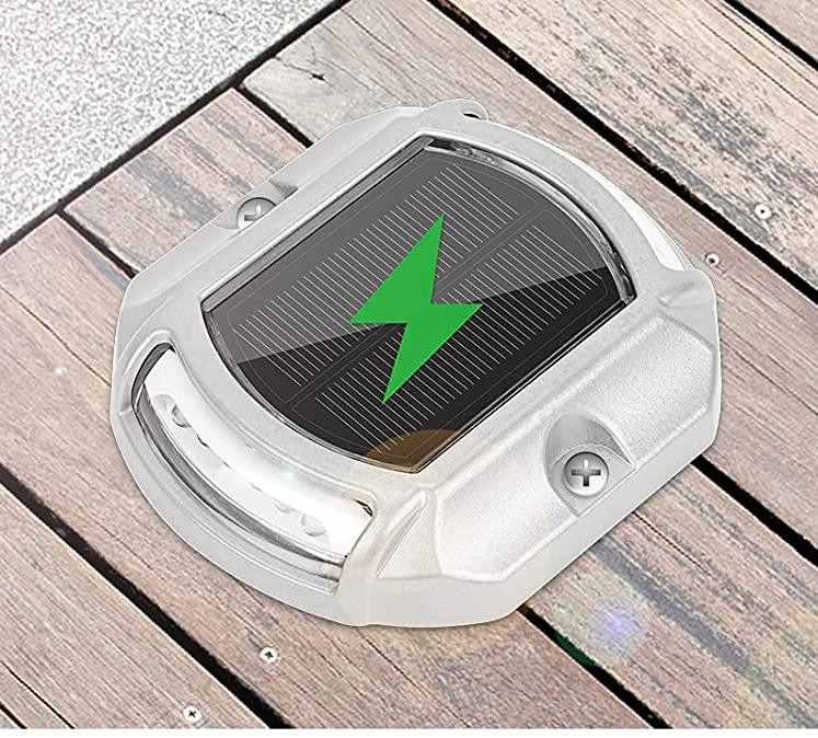 Solar Dock Light Aluminium IP68 Waterdicht LED Voor dokverlichting - Bule/Cold White Glow
