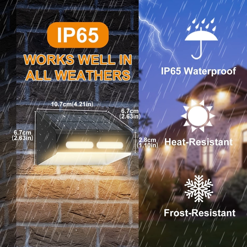 4 stuks ABA PC Zonnewandlampen Warm Wit RGB Verlichting IP65 Waterdicht niveau