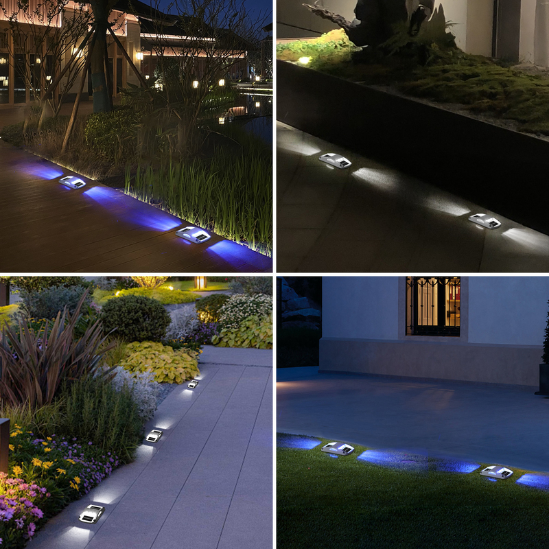 20 Lumens Aluminium Zonne Dock Lights Blauw/Koud Wit LED 4-Pack Schroef Installatie