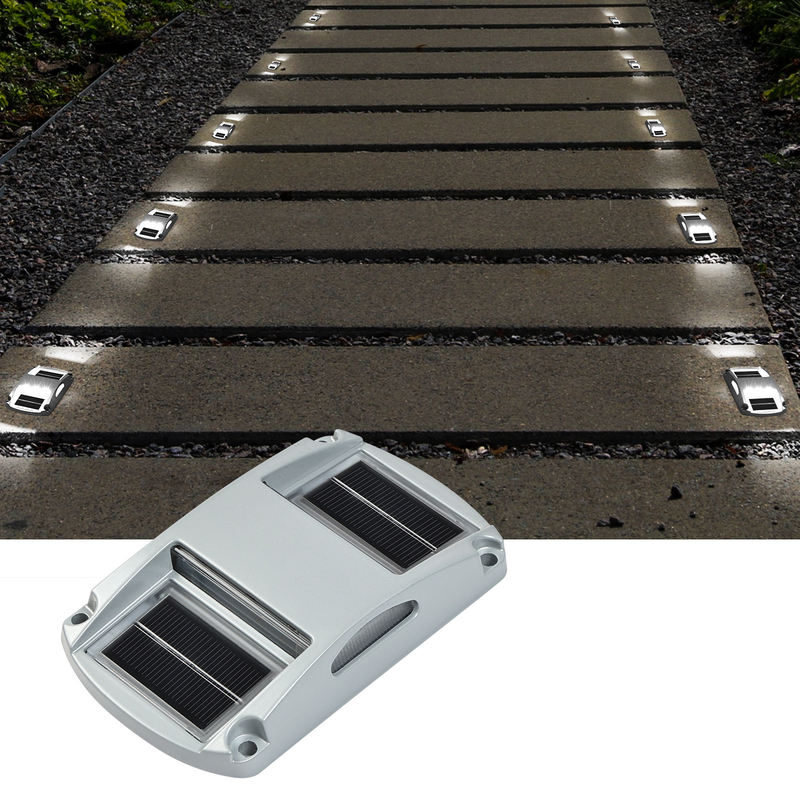Aluminium Solar Dock Light Set van 4 20 lumens Koudwit LED Pathway Lighting Kit