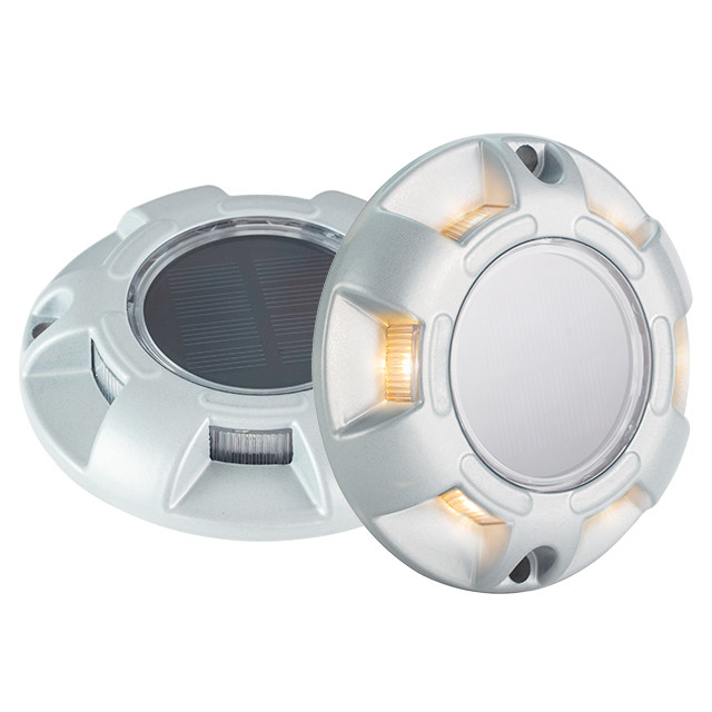 Buitenwaarschuwing LED zonne-aandrijving Dock lichten Zonne-stappenlampen Voor trottoir Tuin Pad Yard