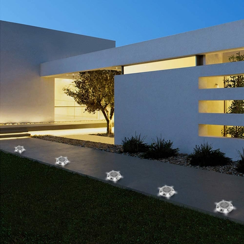 Buitenwaarschuwing LED zonne-aandrijving Dock lichten Zonne-stappenlampen Voor trottoir Tuin Pad Yard