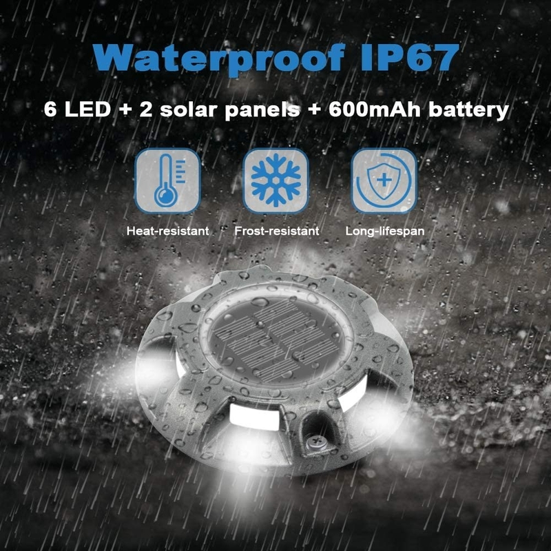 Buitenwaarschuwing LED zonne-aandrijving Dock lichten Zonne-stappenlampen Voor trottoir Tuin Pad Yard