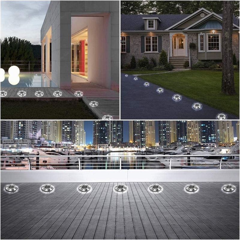 Buitenwaarschuwing LED zonne-aandrijving Dock lichten Zonne-stappenlampen Voor trottoir Tuin Pad Yard