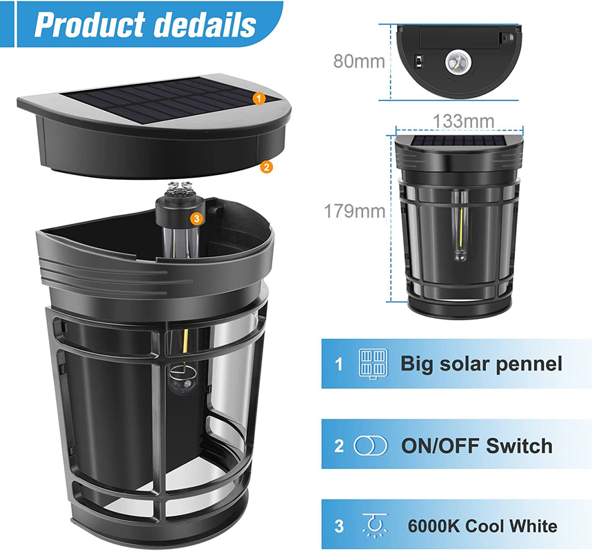 Warm Wit tot RGB Zonnewandlicht Ternaire lithiumbatterie Met waterdichte IP65 PC Shell
