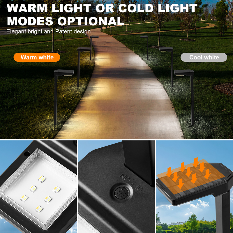 6 stuks Perlen IP65 Zonne-tuinlamp Aangedreven door monokristallijn siliciumpaneel 5V/100MA