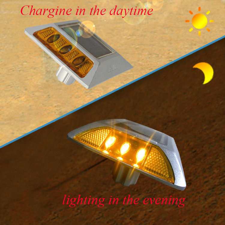IP68 Waterdicht Solar Spike LED Gegote Aluminium Reflector Wegverkeersleidingslichten met voeten