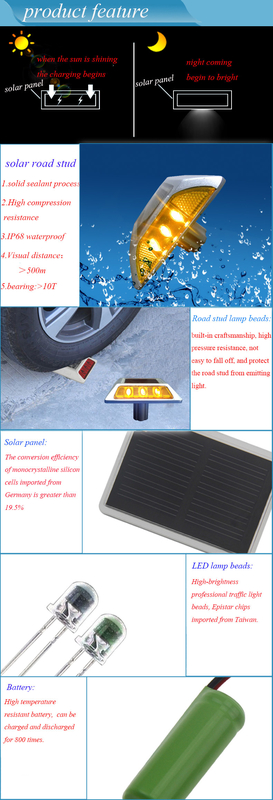 IP68 Waterdicht Solar Spike LED Gegote Aluminium Reflector Wegverkeersleidingslichten met voeten