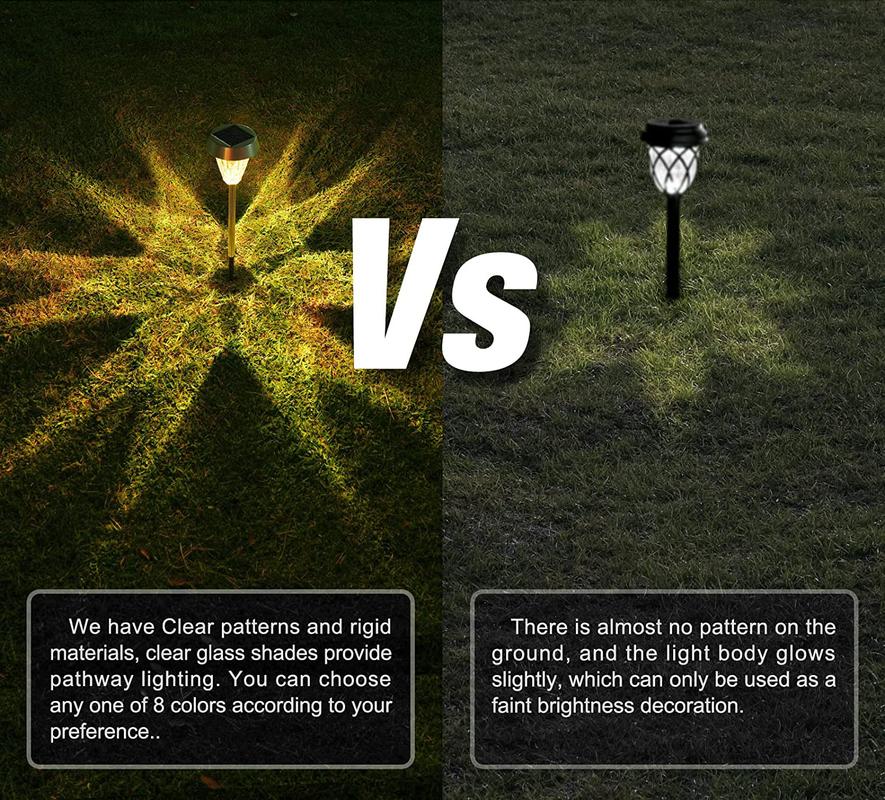 Buitengewone zonne-tuinlampen met lichaam van roestvrij staal, zonnepadlicht waterdicht voor landschapshof