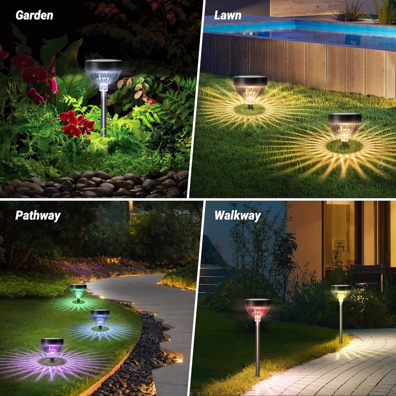 RGB LED-licht IP65 Buiten waterdicht Zonne-stoklamp met automatische aan/uit- en 15 uur werktijd