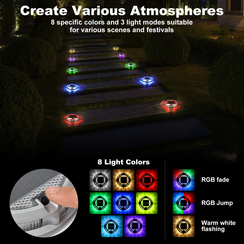 1200mAh batterij RGB zonnepaneel licht voor langdurige buitenverlichting 110*22MM