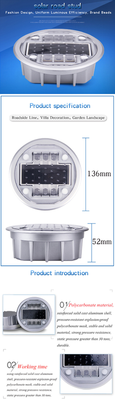 Zonne-aangedreven wegstaven LED-lichten Aluminium legering PC Duurzame zonnewegmarker