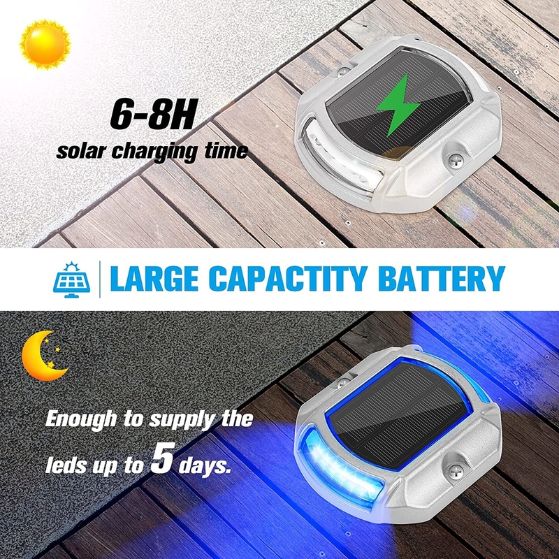 Aluminium IP68 waterdicht zonne-energie aangedreven opritdock lichten voor buitenste trappen stap hek tuin terras