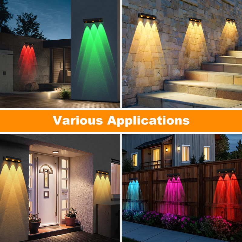 Warme verkoop IP65 waterdicht Polysilicium zonnepaneel Wit licht Warm licht op en neer Lichtbron Zonne LED wandlamp Hotel