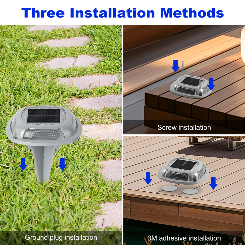 IP67 waterdicht zonne-docklamp met 1,2V/600mah batterij en 2V/140ma zonnepaneel in wit+blauw