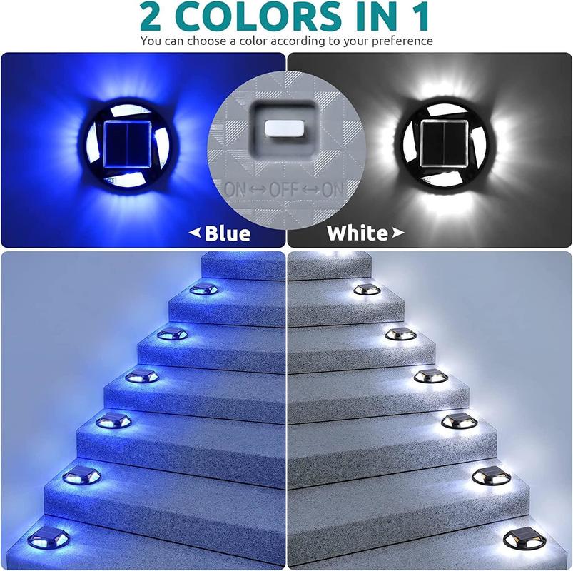 Warme witte zonnewegstok met 12 LED's voor verkeersveiligheid en opritverlichting