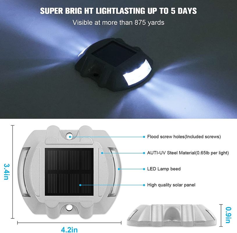 Solar Road Stud met zichtbare afstand > 500m Werktijd > 3 jaar en hoge weerstandscompressie > 20T voor verkeersveiligheid