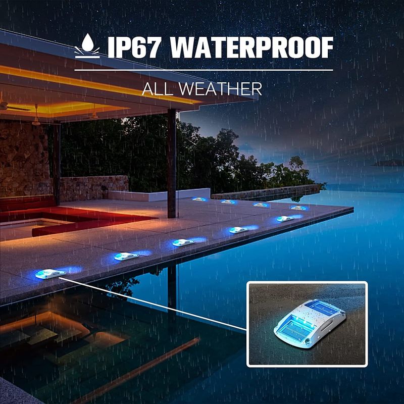 6 LED-lamp IP68 waterdicht zonne-docklicht met 5000K daglicht voor draadloos wegpadverlichting