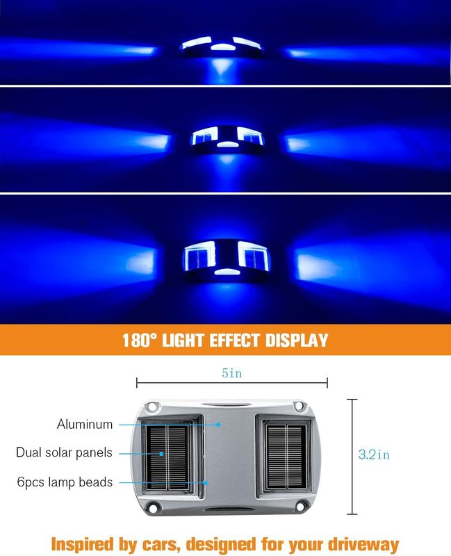 6 LED-lamp IP68 waterdicht zonne-docklicht met 5000K daglicht voor draadloos wegpadverlichting
